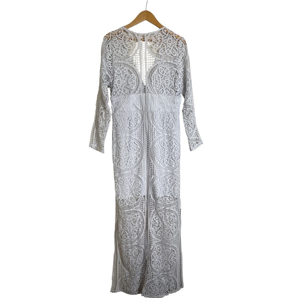 Venus Women's V-Neck Sheer Partially Lined Pullover Maxi Dress Size L White NWOT - Picture 4 of 6